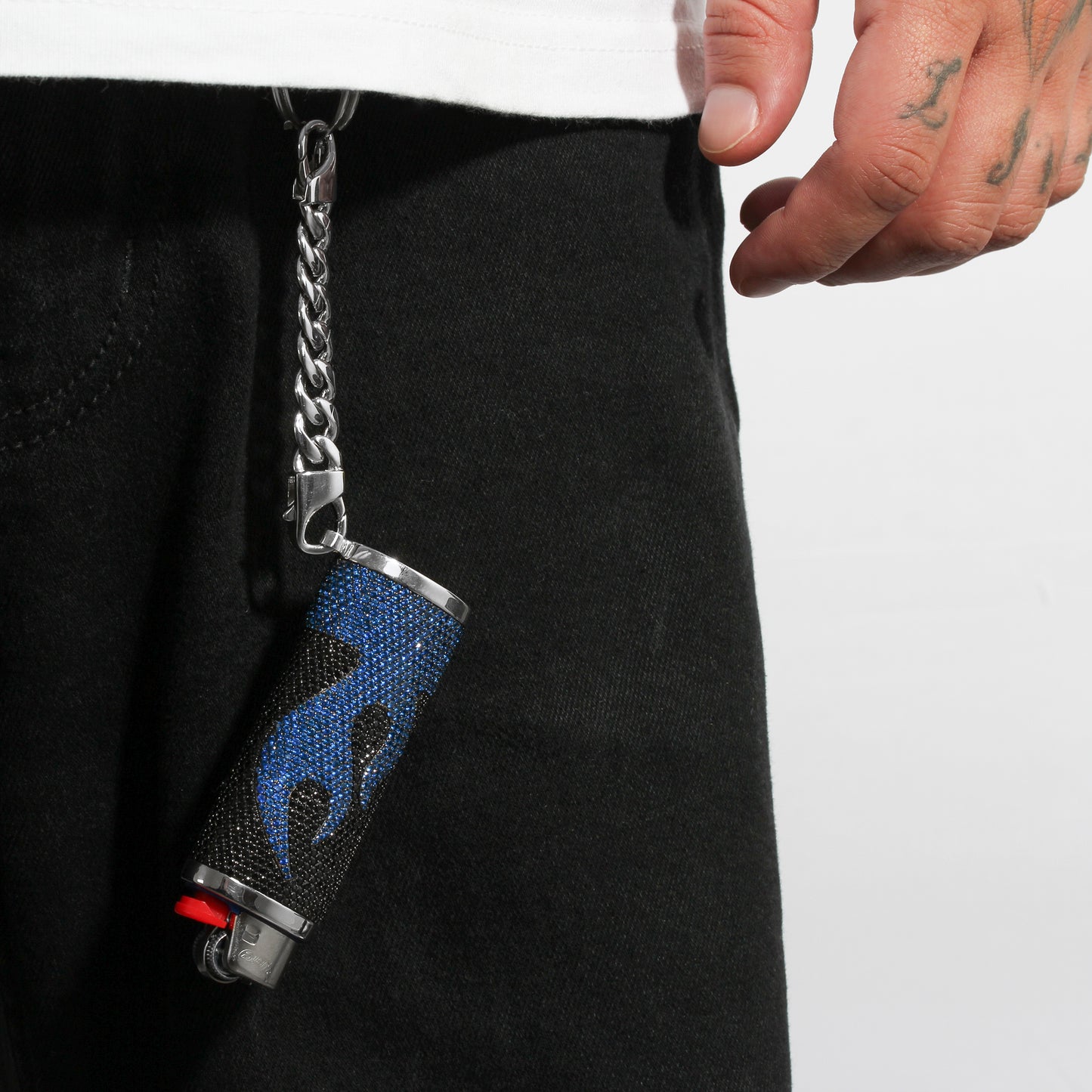 Diamond Flame Lighter Case BLUE